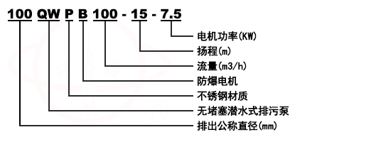 WQ/QW無堵塞排污潛水泵型号意義