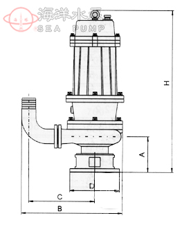 WQ/QW無堵塞排污潛水泵安裝尺寸圖