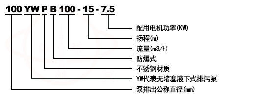 YW無堵塞排污液下泵型号意義