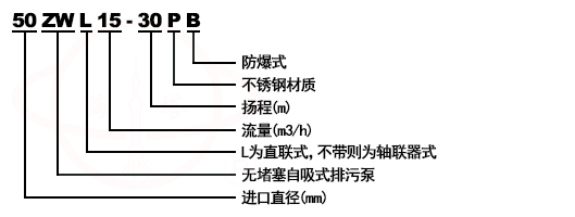 ZWL無堵塞直聯式自吸泵型号意義