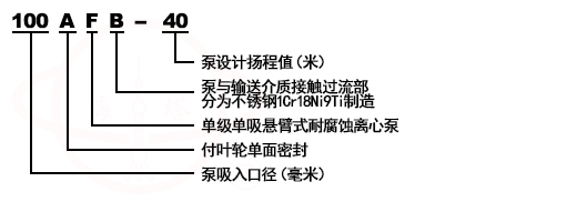 AFB單級單吸懸臂式耐腐蝕泵型号意義