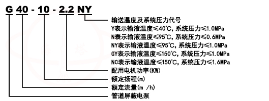 G型立式清水管道(dào)屏蔽泵型号意義