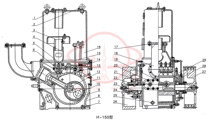 H-150滑閥式真空泵結構圖