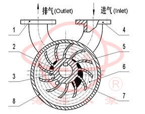 2SK雙級水環式真空泵工作原理指示圖